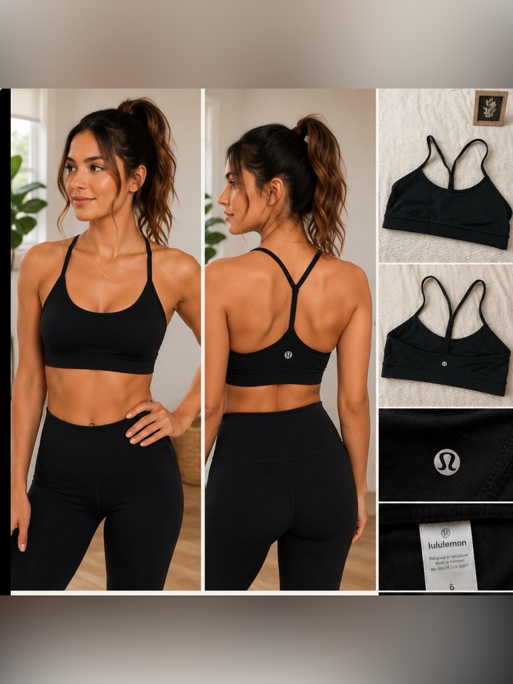 lululemon athletica Black Strappy Back Sports Bra